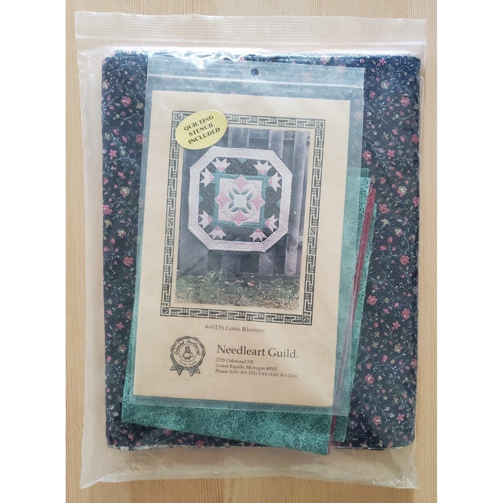 Lotus Blossom Quilt Kit with Stencil, Pattern + Fabric Vintage Keepsake Quilting